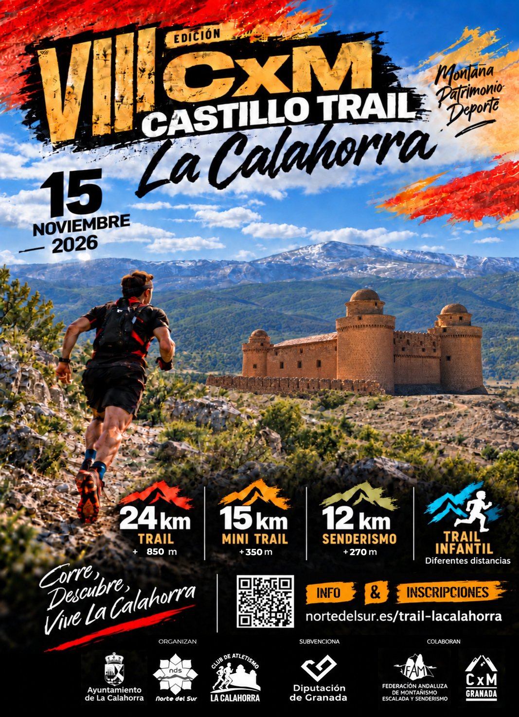 Cartel oficial de la VIII CxM Castillo Trail La Calahorra, 15 de noviembre de 2026